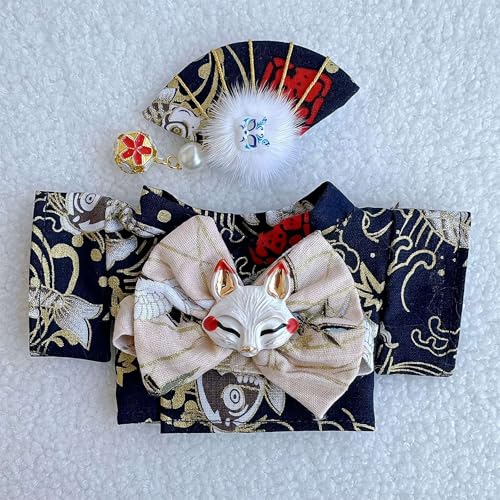 Kleidung für Labubu, bunte Kimono-Kleidungssets, geeignet für 17 cm La-Bubo-Puppenkleidungszubehör (nur Kleidung, keine Puppe), niedliches Anzugkleidung, stilvolle Mode für den Urlaub (schwarz) von MUMQAQ