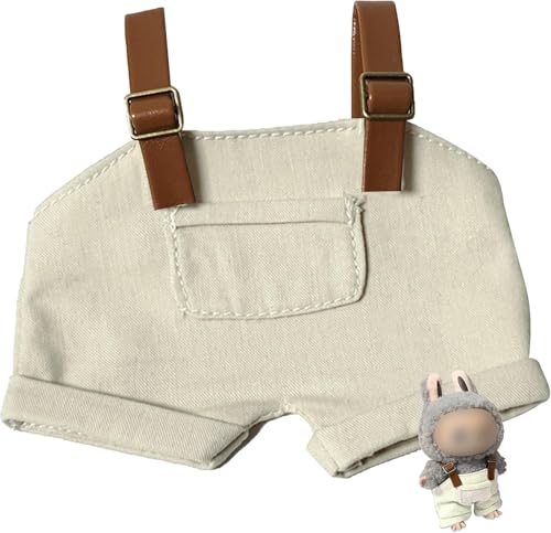 Kleidung für Labubu (NO Doll) - Overalls Kostüm für Labubu, Kawaii Outfits für 17 cm große Puppen, niedlicher Overall, sportlicher Stil (Beige) von MUMQAQ