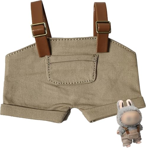 Kleidung für Labubu (NO Doll) - Overalls Kostüm für Labubu, Kawaii Outfits für 17 cm große Puppen, niedlicher Overall, sportlicher Stil (Khaki) von MUMQAQ