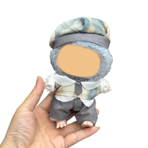 Kleidung für Labubu (keine Puppe) – Exquisite Luxus-Designer-Accessoires, Kleidung für Labubu, verstellbare Kawaii-Outfits für 17 cm Sammlerstücke, stilvolle Mode für Feiertage (Grau) von MUMQAQ