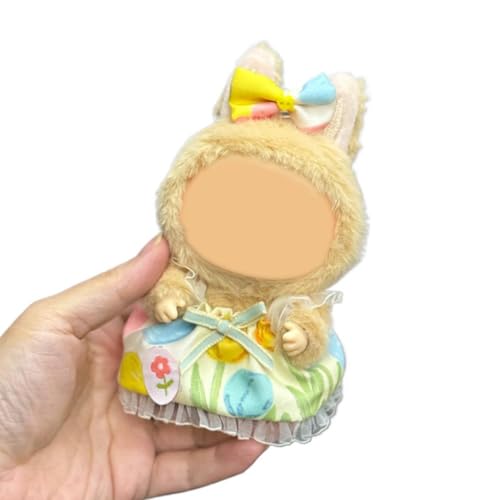 Kleidung für Labubu (keine Puppe) – Exquisite Luxus-Designer-Accessoires Kleidung für Labubu, verstellbare Kawaii-Outfits für 17 cm Sammlerstücke, stilvolle Mode für Feiertage (gelber Rock) von MUMQAQ