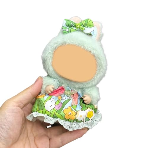 Kleidung für Labubu (keine Puppe) – Exquisite Luxus-Designer-Accessoires Kleidung für Labubu, verstellbare Kawaii-Outfits für 17 cm Sammlerstücke, stilvolle Mode für Feiertage (grüner Rock) von MUMQAQ