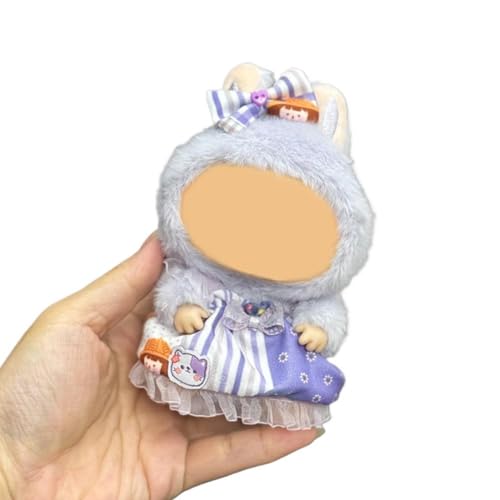 Kleidung für Labubu (keine Puppe) – Exquisite Luxus-Designer-Accessoires Kleidung für Labubu, verstellbare Kawaii-Outfits für 17 cm Sammlerstücke, stilvolle Mode für Feiertage (lila Rock) von MUMQAQ