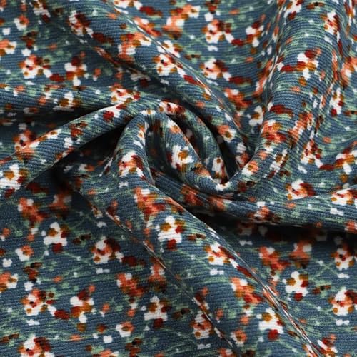 Cordstoff mit Blumenmuster, DIY, Basteln, Nähmaterialien, Meterware, 50 x 145 cm, Vintage-Polsterstoff, ideal für die Herstellung von Tischdecken, Vorhängen, Stoffen, Blau von MUMUXIAO