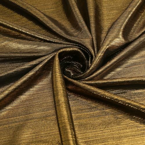 Glänzender Elastan-Strickstoff, Meterware, 160 cm breit, atemberaubendes Schneidermaterial für Heimwerker, Handwerk, Nähen, Kostüm, Party-Dekoration (Schwarzgold) von MUMUXIAO