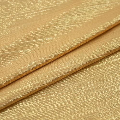 Glänzender metallischer Strickstoff, hoch dehnbares Polstermaterial für DIY-Kleidung, Kostüme, Hochzeitskleider, Party-Dekoration, 160 cm breit, Meterware (Gold) von MUMUXIAO