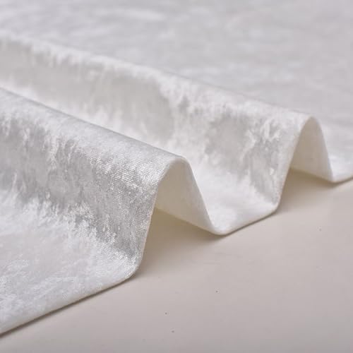 Knautschsamtstoff, Meterware, 100 x 150 cm, luxuriöses Stretch-Samtmaterial, glänzender Polsterstoff für DIY Nähen/Bekleidung/Kostüm/Basteln (weiß) von MUMUXIAO