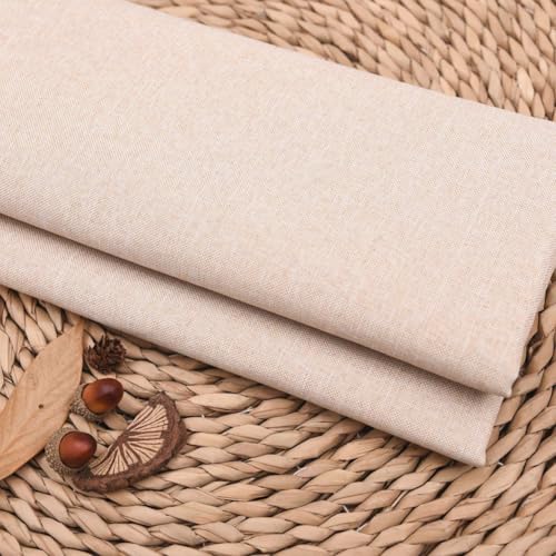 Leinenstoff, 100 x 150 cm, einfarbig, Polsterstoff zum Nähen, Basteln, Quilten, Sofabezug, Tischdecke, Vorhang, Stoffherstellung (Beige) von MUMUXIAO