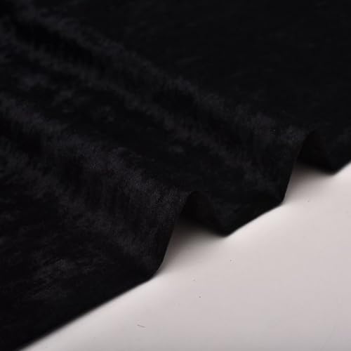 Pannesamtstoff, Meterware, 100 x 150 cm, luxuriöses Stretch-Samtmaterial, glänzender Polsterstoff für DIY Nähen/Bekleidung/Kostüm/Basteln (schwarz) von MUMUXIAO