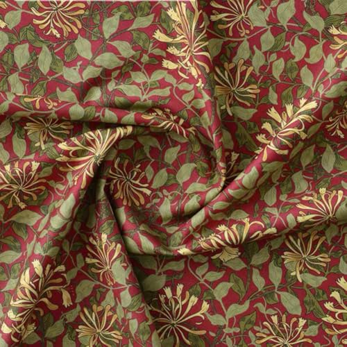 Polsterstoff im Vintage-Stil, Meterware, 100 x 145 cm, Baumwollmaterial, Blumendruck, für Kunst und Handwerk, DIY-Stoff und Kleiderherstellung (Rot 2) von MUMUXIAO