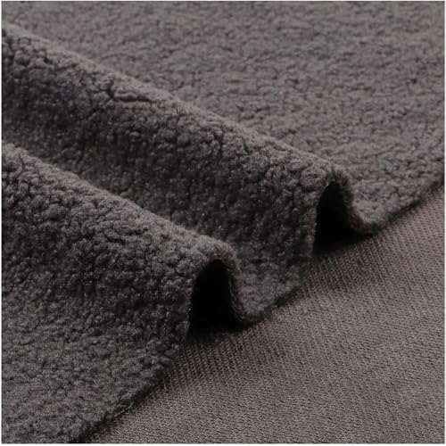 Sherpa-Fleece-Stoff, weiches und warmes Polstermaterial, Meterware, 150 cm breit, Plüschstoff für DIY, Basteln, Spielzeug, Überwürfe, Kissen, Nähen, Decken (dunkelgrau) von MUMUXIAO