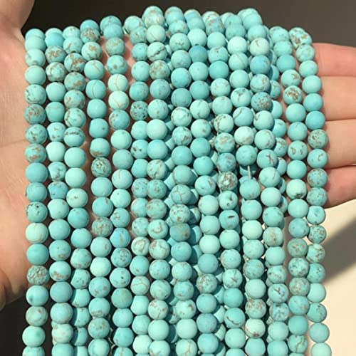 Natural Stone Matte Round Beads for Jewelry Making Perles Gem Loose Beads Diy Bracelet Necklace 4/6/8/10/12mm-Green Turquoise,6mm 61pcs von MUNACRAFT