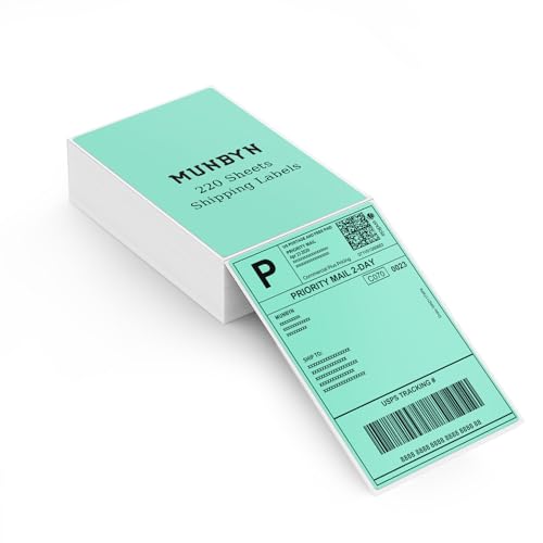 MUNBYN 102x152mm Thermodirekt Etiketten, 220/Stapel, DHL Etiketten gefaltetes Versandetikettenpapier für Thermodrucker, permanent haftende Versandetiketten für Versandpakete 4x6 Zoll Grün MUNBYN 102x152mm Thermodirekt Etiketten, 220/Stapel, DHL Etiketten gefaltetes Versandetikettenpapier für Thermodrucker, permanent haftende Versandetiketten für Versandpakete 4x6 Zoll Grün von MUNBYN