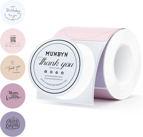 MUNBYN Morandi Frühling 50mmx50mm Runde Thermo-Etiketten, bunte Thermo-Aufkleber für Einmachgläser, Backen, 150/1 Rolle von MUNBYN