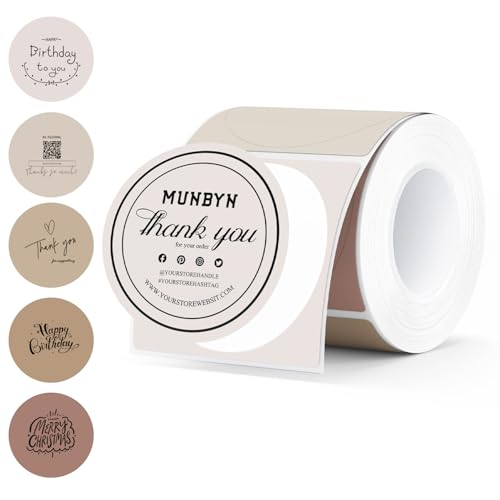 MUNBYN Morandi Herbst 50mmx50mm Runde Thermo-Etiketten, Thermo-Aufkleber, 2 Zoll Thermo-Aufkleber für Kerzen, Backen, 150 Etiketten/1 Rolle von MUNBYN