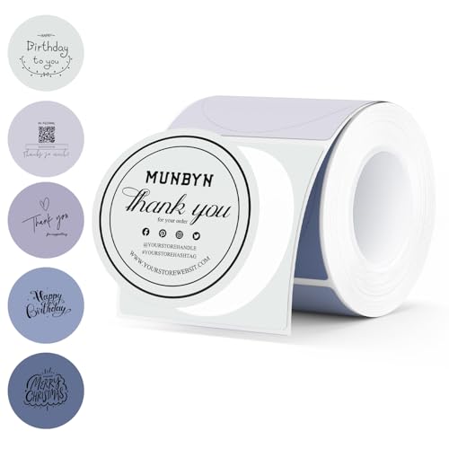 MUNBYN Morandi Winter 50mmx50mm Runde Thermo-Aufkleber Etiketten, Selbstklebende Runde Etiketten, Thermo-Etiketten für Klassifizierung, Backen, 150/1 Rolle von MUNBYN