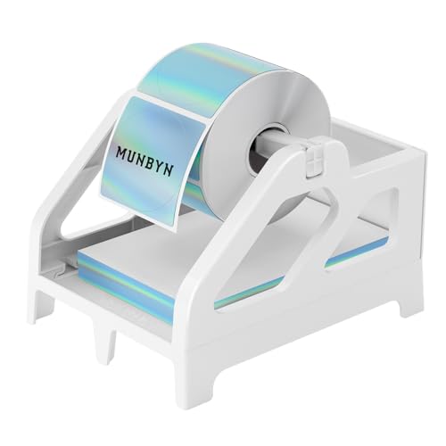 MUNBYN Etikttenhalter Etikettenträger für Etikettendrucker 4xl Versandetikettendrucker Label Printer für ITPP941 ITPP129 & ITPP130 Weiß von MUNBYN