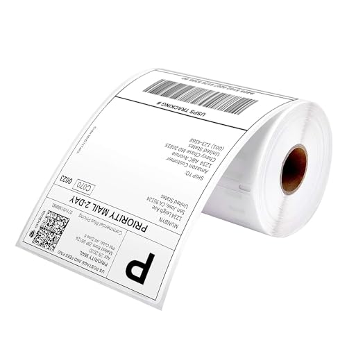 MUNBYN Versandaufkleber selbstklebend 4×6 DHL Etiketten 220 Stück Thermoetiketten BPA-freie Thermopapier für DHL UPS DPD, Kompatibel mit MUNBYN Nelko Phomemo Etikettendrucker, Weiß von MUNBYN