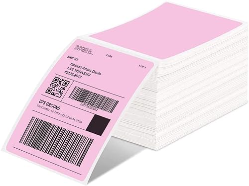 MUNBYN Versandaufkleber Rosa 4×6 DHL Etiketten (500 Stück 10.2 x 15.2 cm) Thermopapier Versandetiketten für Labeldrucker 4XL Wasserfester Etiketten Papier, BPA/BPS-frei von MUNBYN