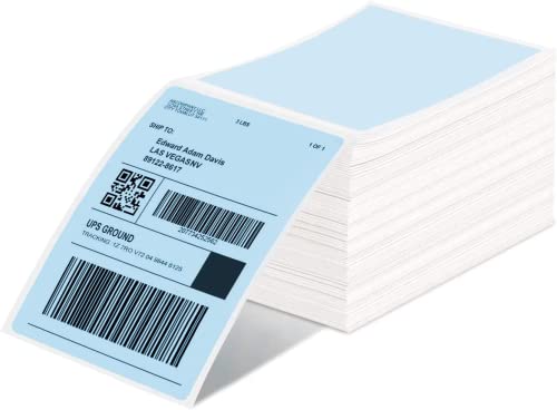 MUNBYN Versandaufkleber Blau 4×6 DHL Etiketten (500 Stück 10.2 x 15.2 cm) Thermopapier Versandetiketten für Labeldrucker 4XL Wasserfester Etiketten Papier, BPA/BPS-frei von MUNBYN