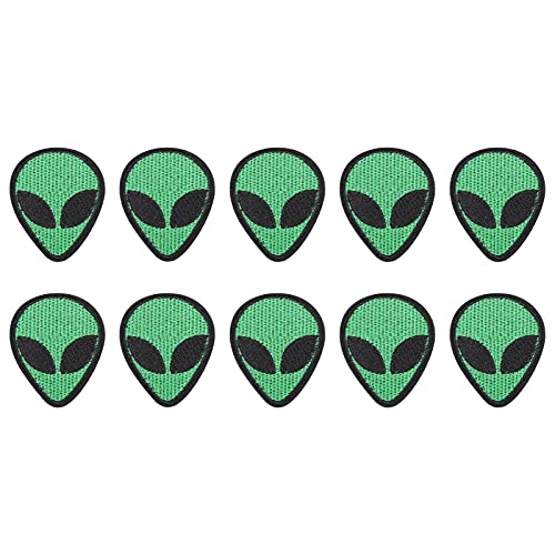 10pcs Alien Head Patch, bestickter Patch, gestickter Aufkleber für eine Vielzahl von Gegenständen wie Kleidung, Unterhemden und Rucksäcken 10pcs Alien Head Patch, bestickter Patch, gestickter Aufkleber für eine Vielzahl von Gegenständen wie Kleidung, Unterhemden und Rucksäcken von MUNEFE