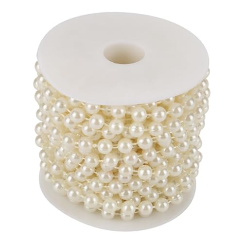 MUNEFE Perlenperlen Girlande, 8mm Faux Pearl Perlen Saitenrolle, 10 m Girlande Perlenperlenroll Strang für Hochzeitsfeier Dekorative (Beige) von MUNEFE