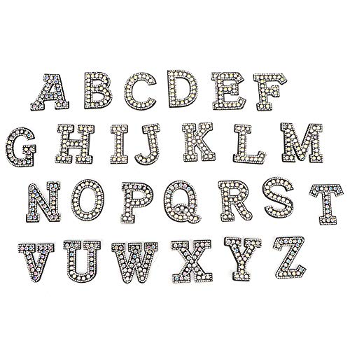 MUNEFE Strass -Eisen auf Patch, Bling -Buchstaben Alphabet Applique, englische Buchstabenflecken für Kleidung, Stoff, Rucksack, Hüte, Taschen von MUNEFE
