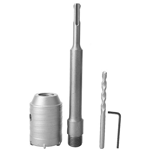 MUNEFE Wall Hole Saw Drill Bit, SDS Concrete Hole Saw, SDS Plus Shank Hole Saw Cutter Suitable for Cement Brick Wall (200mm Rod 50mm Wrench Kit) von MUNEFE