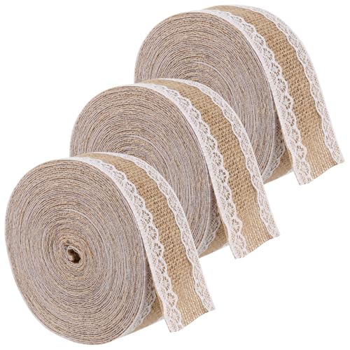 MUNGHOK 3 Rolle Juteband mit Spitze 5 cm x 10 m, Jute Spitzenband, Vintage Basteln Jutebänder, Jute Spitze Band, Jutebänder zum Basteln, Hochzeit Geschenke Dekoband MUNGHOK 3 Rolle Juteband mit Spitze 5 cm x 10 m, Jute Spitzenband, Vintage Basteln Jutebänder, Jute Spitze Band, Jutebänder zum Basteln, Hochzeit Geschenke Dekoband von MUNGHOK