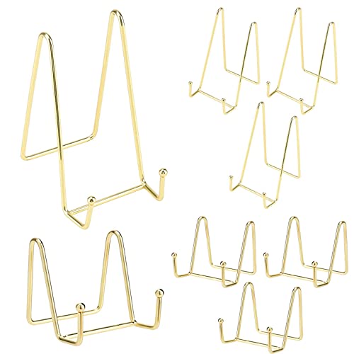 MUNGHOK 8 Stück Metall Tellerständer Gold, 8 cm und 15 cm Staffelei Gold Metall Tellerhalter Ständer Deko Plattenhalter Bilderrahmen Ständer für Bilder, Teller, Kochbuch, Kunstwerke MUNGHOK 8 Stück Metall Tellerständer Gold, 8 cm und 15 cm Staffelei Gold Metall Tellerhalter Ständer Deko Plattenhalter Bilderrahmen Ständer für Bilder, Teller, Kochbuch, Kunstwerke von MUNGHOK