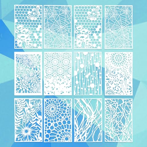 MUNSKT 12-teiliges wiederverwendbares Craft Painting Template, Modell Spinnennetz, Art Spray Kit (28 cm x 18 cm) von MUNSKT