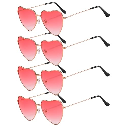 MUNSKT 4 Paar Hippie-Sonnenbrillen Herz der 1960er Jahre, bunte Brille, Herzbrille, Hippie Vintage-Brille, Kostüm, Party, herzförmige Brille MUNSKT 4 Paar Hippie-Sonnenbrillen Herz der 1960er Jahre, bunte Brille, Herzbrille, Hippie Vintage-Brille, Kostüm, Party, herzförmige Brille von MUNSKT