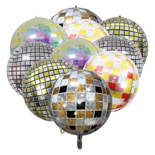 MUNSKT Discokugel Luftballon,10 Stück Helium Ballons,22 Zoll Helium 4D Bunte Discokugel,Folienballon,70s 80s 90s Disco Party Deko MUNSKT Discokugel Luftballon,10 Stück Helium Ballons,22 Zoll Helium 4D Bunte Discokugel,Folienballon,70s 80s 90s Disco Party Deko von MUNSKT