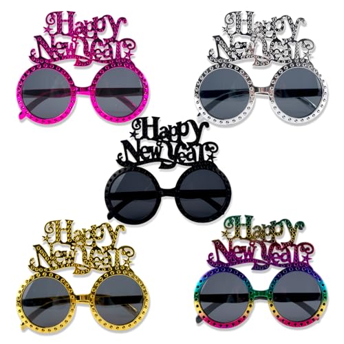 MUNSKT Happy New Year Brille, 5 Stück 2025 Silvester Brille, Neuheit Party Gläser, Foto Stand Requisiten, Silvester Party Zubehör MUNSKT Happy New Year Brille, 5 Stück 2025 Silvester Brille, Neuheit Party Gläser, Foto Stand Requisiten, Silvester Party Zubehör von MUNSKT