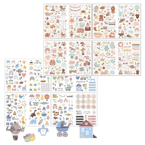8 Seiten 424 Stück Sticker Sammelalbum, MUNTE Sticker für Fotoalbum, Aufkleber Fotoalbum mit Exquisiten Mustern, Leicht Aufzukleben, zum Verzieren von Notizbüchern, Umschlägen von MUNTE