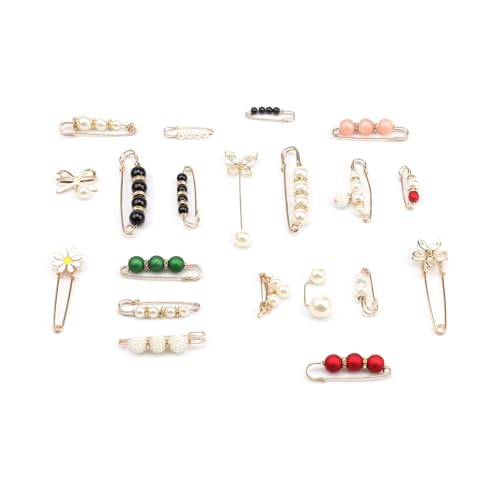 MUNTE 20 Stück Brosche Ausschnitt Verkleinern, Multifunktional Perlenbrosche, Metall Sicherheitsnadeln, Elegant und Raffiniert, für Befestigen von Pullovern, Hosen und Schals von MUNTE
