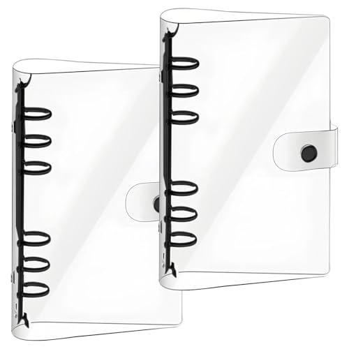 MUNTE 2er-Pack Ringbuch A6 Nachfüllbar 6 Loch, Ringbuch A6 aus PVC, Ringordner mit Transparentem Deckel, mit Schwarzer Eisenklemme, Leicht zu Tragen, Kann in Büros und Schule von MUNTE