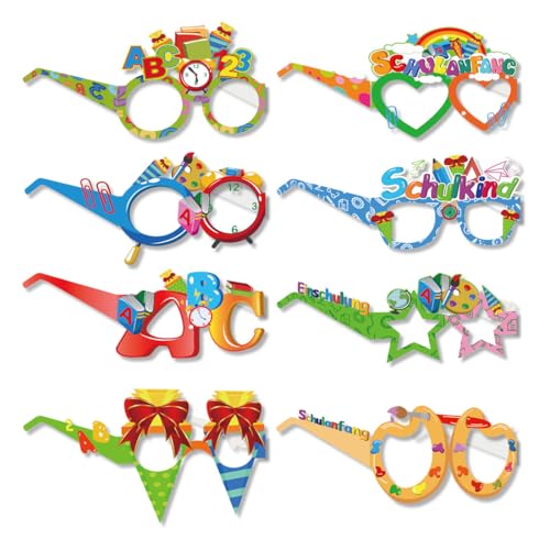 MUNZE 8 Stück Einschulung Deko,Schulanfang Schulkind Brille, Einschulung Deko Fotobox Requisiten, Buchstaben 123-Brille Set,Einschulungsdeko Papier Partybrille,Für Kinder Party. MUNZE 8 Stück Einschulung Deko,Schulanfang Schulkind Brille, Einschulung Deko Fotobox Requisiten, Buchstaben 123-Brille Set,Einschulungsdeko Papier Partybrille,Für Kinder Party. von MUNZE