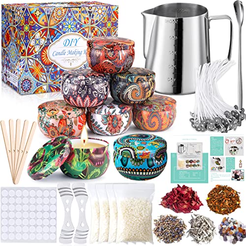 MUOIVG Kit zur Herstellung von Wachskerzen, DIY, Set Duftkerzen, 50 Kerzendochte, 1 Herstellungsglas, 8 Dosen mit Töpfen, 56 Dochtaufkleber und 2 Halterungen MUOIVG Kit zur Herstellung von Wachskerzen, DIY, Set Duftkerzen, 50 Kerzendochte, 1 Herstellungsglas, 8 Dosen mit Töpfen, 56 Dochtaufkleber und 2 Halterungen von MUOIVG