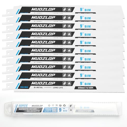 MUOZLOP 10 Pack 225mm Säbelsägeblätter Set，14/18 TPI Sägeblätter für Säbelsäge，für Metall Säbelsägeblätter (10, 14/18TPI 225mm) von MUOZLOP