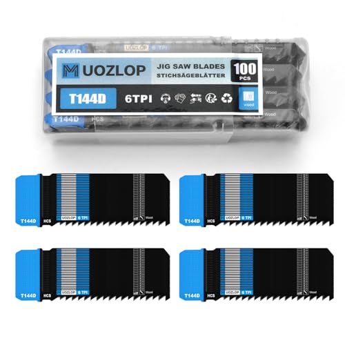 MUOZLOP 100tlgT144D Stichsägeblätter ，T-Schaft Stichsägeblatt Set mit Aufbewahrungskoffer für Holz ，sägeblätter stichsäge Zubehör (100tlgT144D) von MUOZLOP