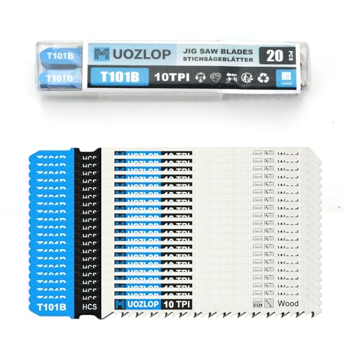 MUOZLOP 20tlgT101B Stichsägeblätter ，T-Schaft Stichsägeblatt Set mit Aufbewahrungskoffer für Holz，sägeblätter stichsäge Zubehör (20tlgT101B) von MUOZLOP