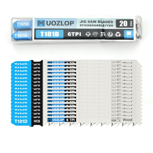 MUOZLOP 20tlgT101D Stichsägeblätter ，T-Schaft Stichsägeblatt Set mit Aufbewahrungskoffer für Holz，sägeblätter stichsäge Zubehör (20tlgT101D) von MUOZLOP