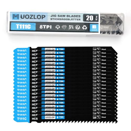 MUOZLOP 20tlgT111C Stichsägeblätter ，T-Schaft Stichsägeblatt Set mit Aufbewahrungskoffer für Holz，sägeblätter stichsäge Zubehör (20tlgT111C) von MUOZLOP