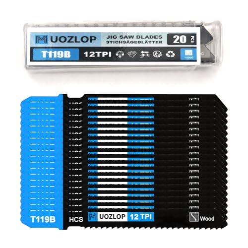 MUOZLOP 20tlgT119B Stichsägeblätter ，T-Schaft Stichsägeblatt Set mit Aufbewahrungskoffer für Holz，sägeblätter stichsäge Zubehör (20tlgT119B) von MUOZLOP