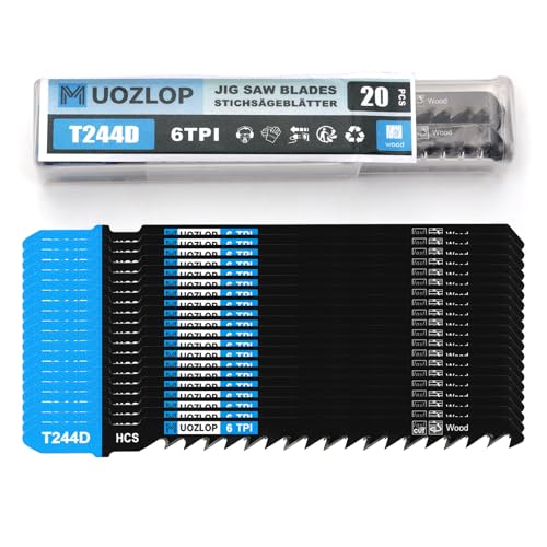 MUOZLOP 20tlgT244D Stichsägeblätter ，T-Schaft Stichsägeblatt Set mit Aufbewahrungskoffer für Holz ，sägeblätter stichsäge Zubehör (20tlgT244D) von MUOZLOP
