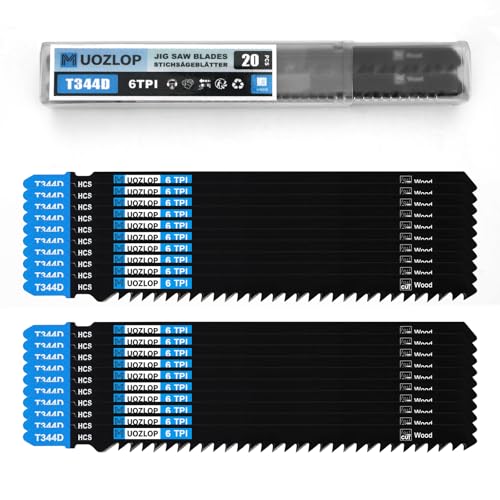 MUOZLOP 20tlgT344D Stichsägeblätter ，T-Schaft Stichsägeblatt Set mit Aufbewahrungskoffer für Holz，sägeblätter stichsäge Zubehör (20tlgT344D) von MUOZLOP