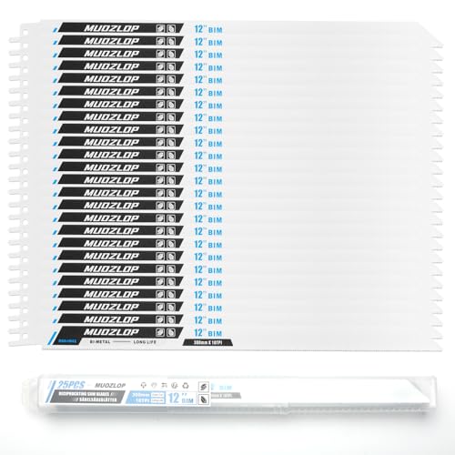 MUOZLOP 25 Pack 300mm Säbelsägeblätter Set，18 TPI Sägeblätter für Säbelsäge，für Metall Säbelsägeblätter (25, 18TPI 300mm) von MUOZLOP