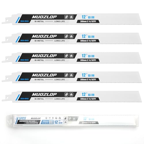 MUOZLOP 5 Pack 300mm Säbelsägeblätter Set，14/18 TPI Sägeblätter für Säbelsäge，für Metall Säbelsägeblätter (5, 14/18TPI 300mm) von MUOZLOP