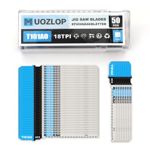 MUOZLOP 50tlgT101AO Stichsägeblätter ，T-Schaft Stichsägeblatt Set mit Aufbewahrungskoffer für Holz ，sägeblätter stichsäge Zubehör (50tlgT101AO) von MUOZLOP